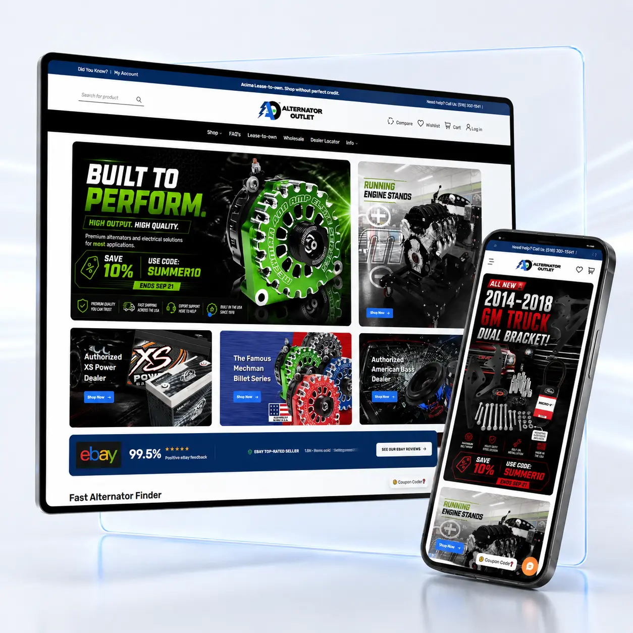 Alternator Outlet — responsive ecommerce work