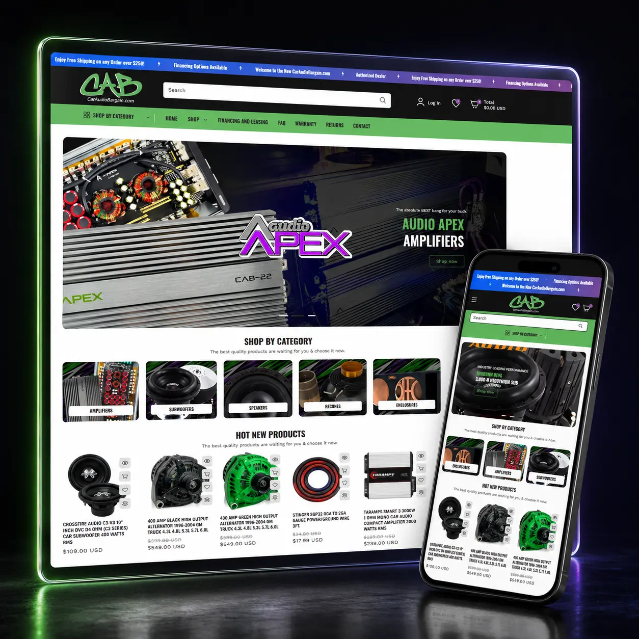 Car Audio Bargain — responsive ecommerce work