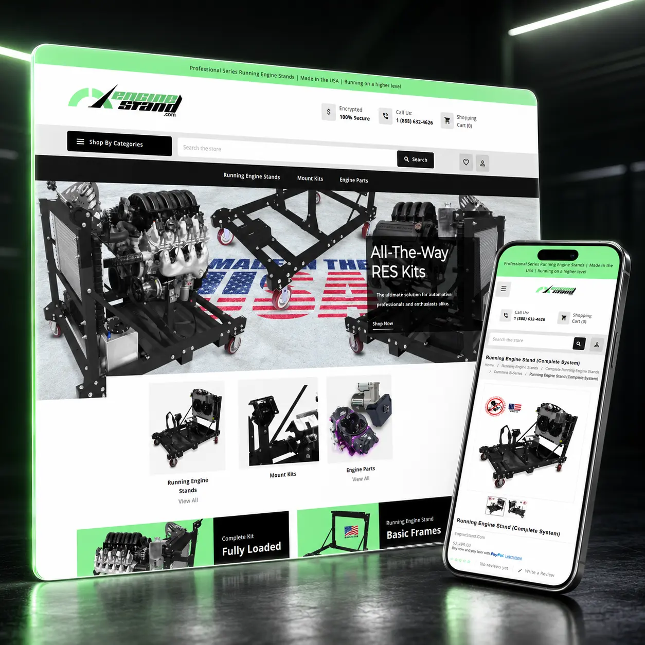 Engine Stand — responsive ecommerce work