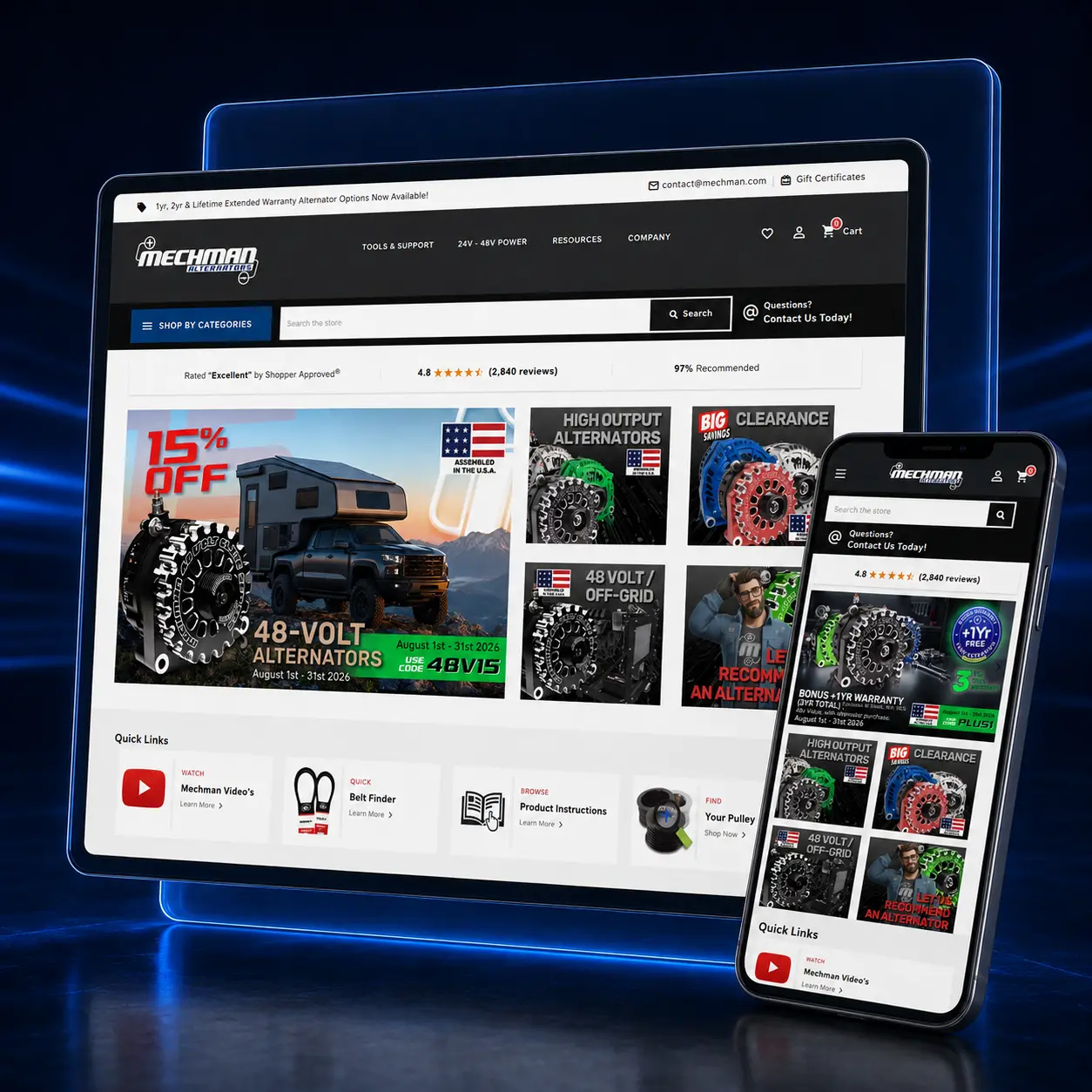 Mechman — responsive ecommerce work