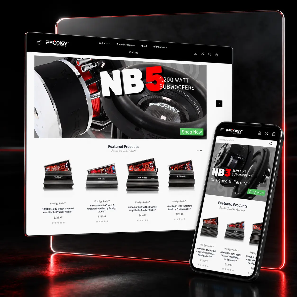 Prodigy Audio — responsive ecommerce work