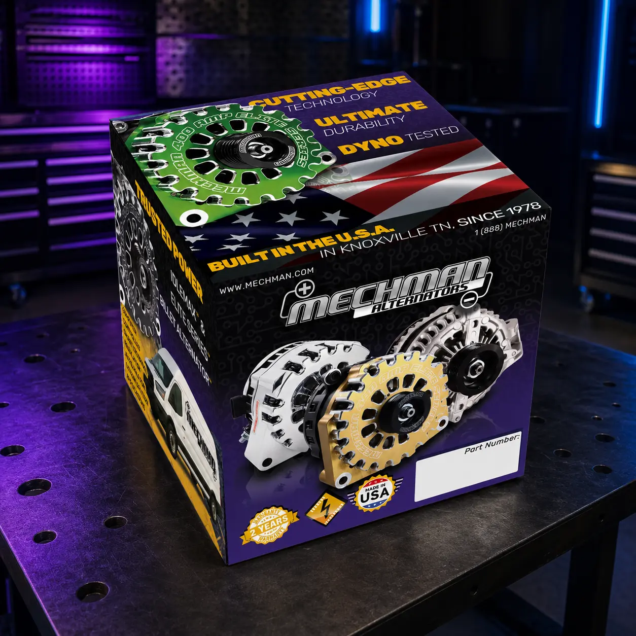 Mechman Purple Box — packaging and physical brand work