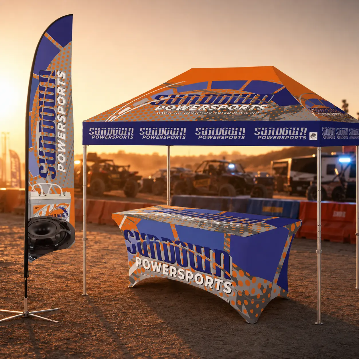 Sundown Powersports Display — packaging and physical brand work