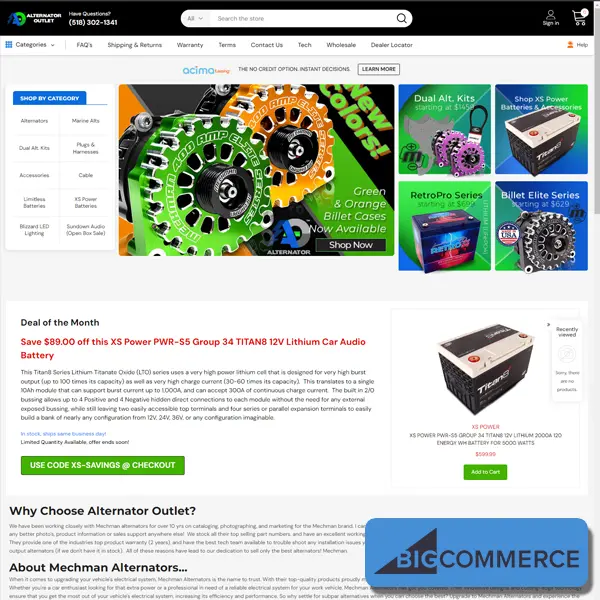 Alternator Outlet — website design work