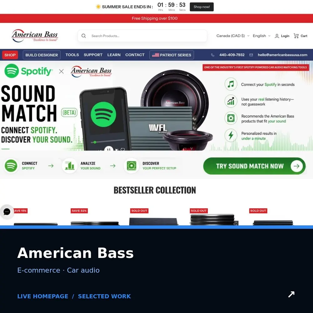 American Bass — website design work
