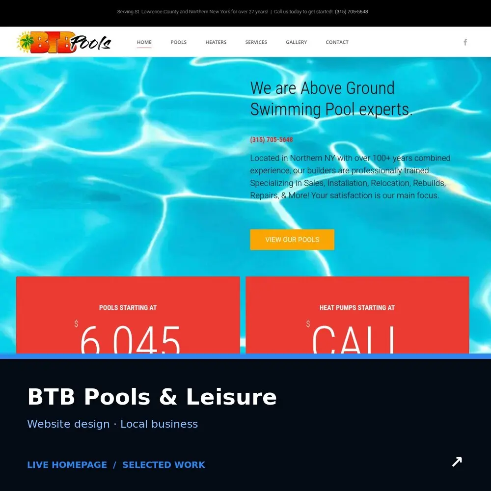 Btb Pools — website design work
