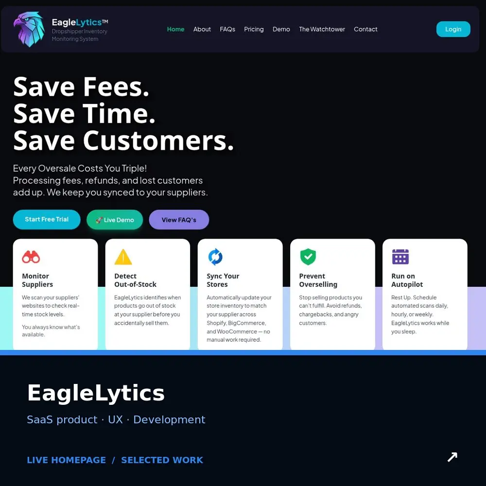 Eaglelytics — website design work